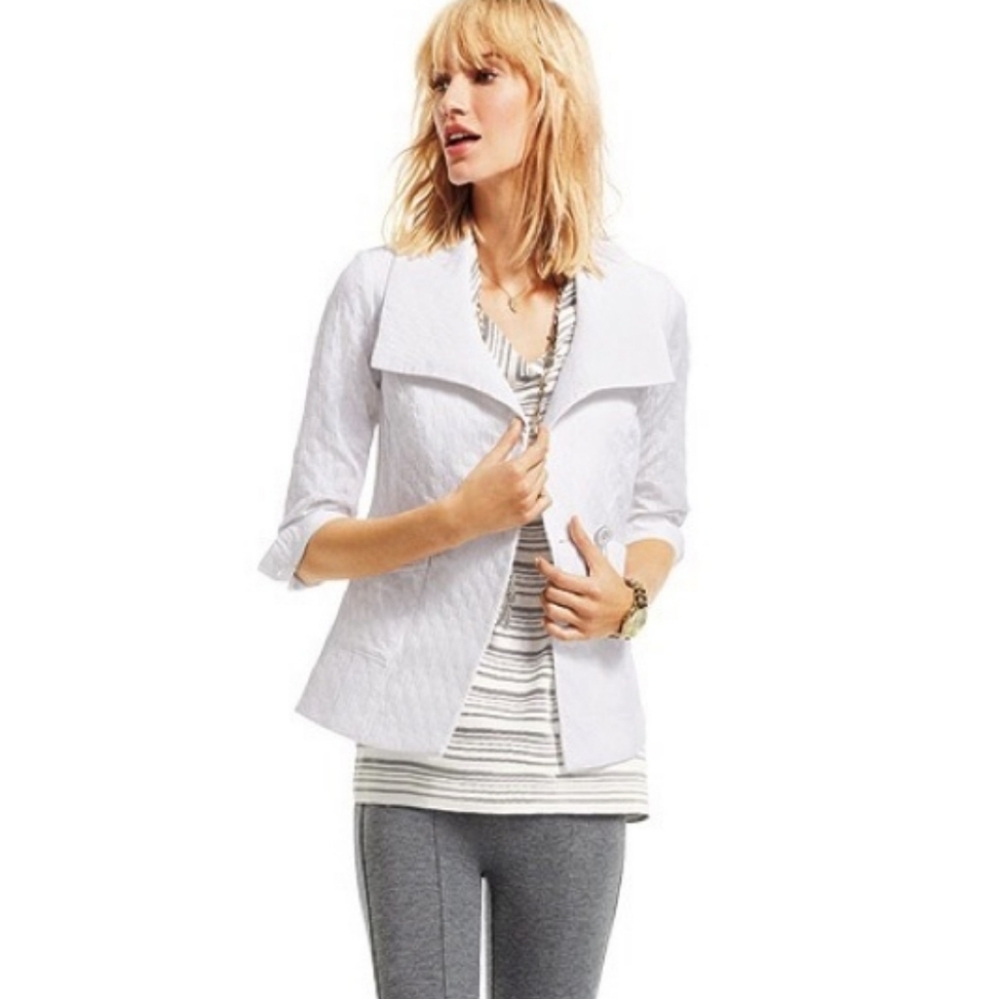 Cabi White Textured Collar Blazer